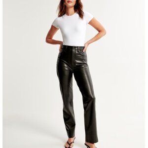 Abercrombie & Fitch Vegan Leather Ultra High-Rise 90s Straight Curve Love Pant
